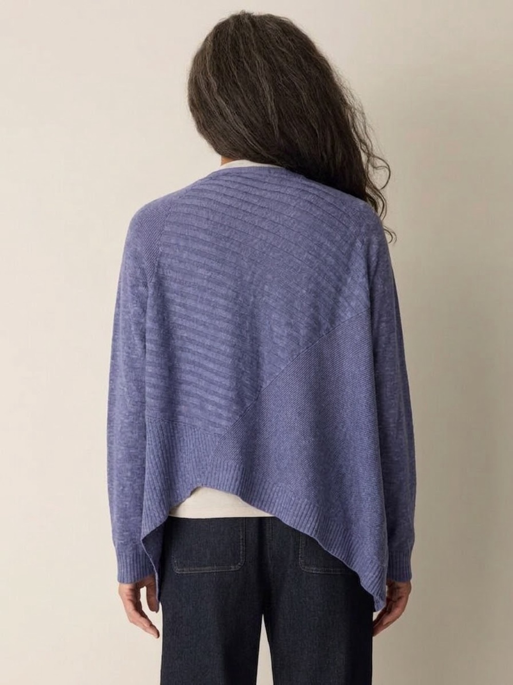 EILEEN FISHER Women's Cotton-Linen Knit Open Cardigan - Blue, Large - Picture 7 of 12